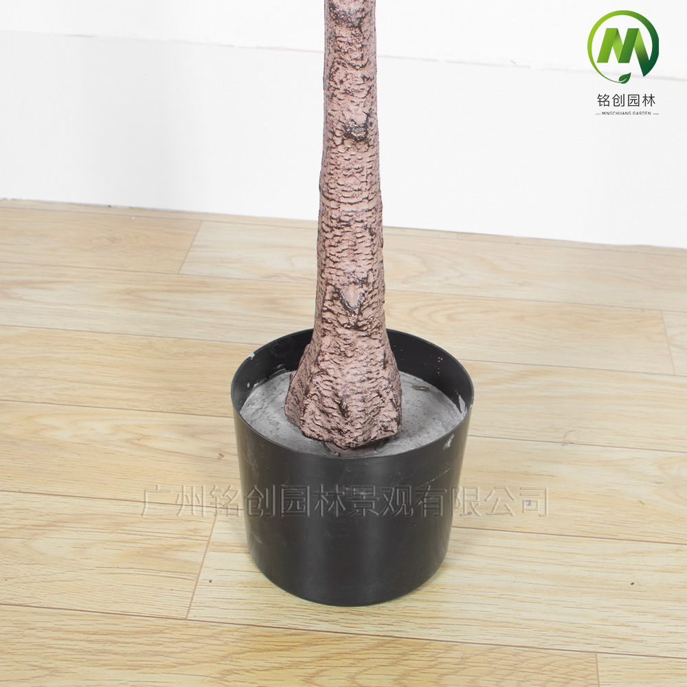 Planta de simulación Sala de estar con maceta de madera de pavo real Planta verde de simulación Planta en maceta de hoja octogonal Planta de interior de madera de pavo real grande