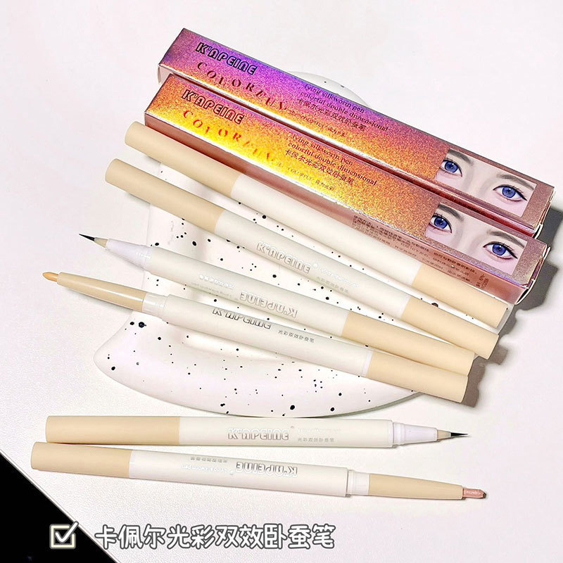 Capel lustre doble efecto de mentira pluma de gusano de seda delineador de ojos pluma de pegamento sombra pluma líquida nacarado brillo rosa a la pluma