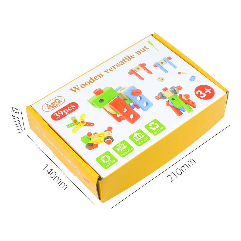 Juguete de destornillador de imitación para niños, juego de herramientas de madera con tuercas y tornillos, regalo para niños.