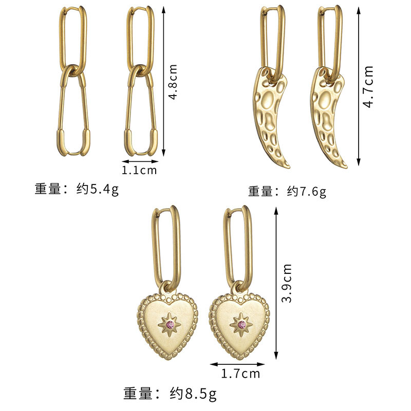 New Titanium Steel Heart-shape Titanium Steel Earrings Wholesale display picture 1