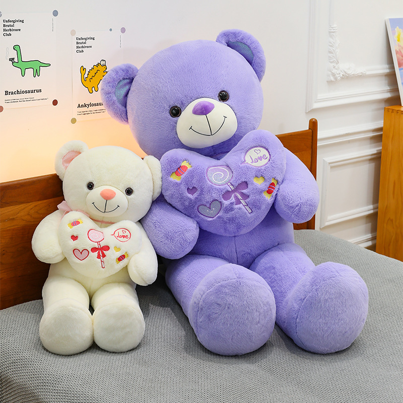 Linda muñeca de oso de peluche de peluche nueva muñeca de oso de peluche con flores al por mayor muñeca de oso de peluche grande