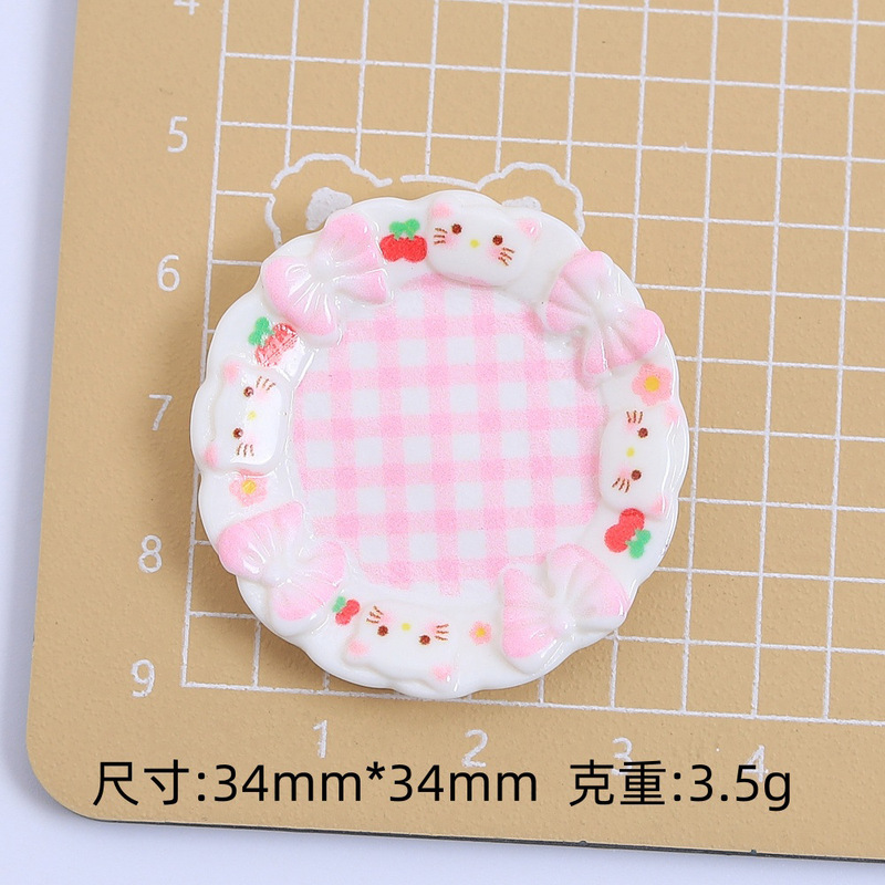 カラフルな猫チェック柄プレート漫画手作り diy クリーム接着剤樹脂アクセサリー小さなアクセサリージュエリー材料卸売|undefined