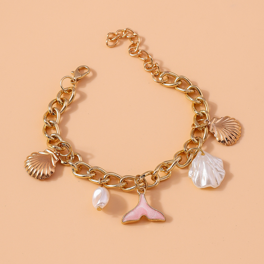 European And American Jewelry Mermaid Tail Bracelet Suit Beach Shell Pearl Tourist Souvenir Bracelet