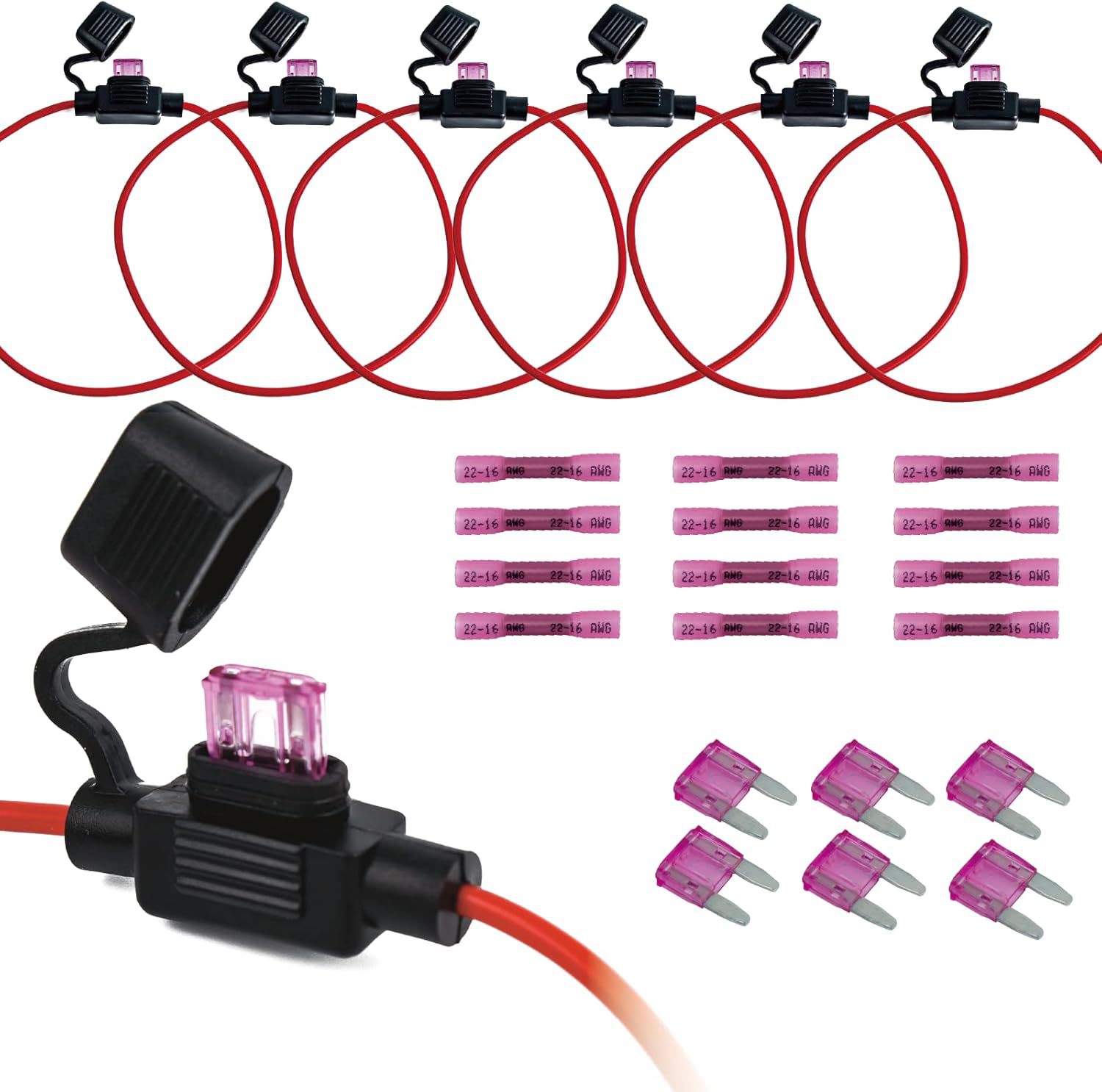 VANSIHO 18AWG Inline Fuse Holder Kits-6 Pack 18 Guage awg wi