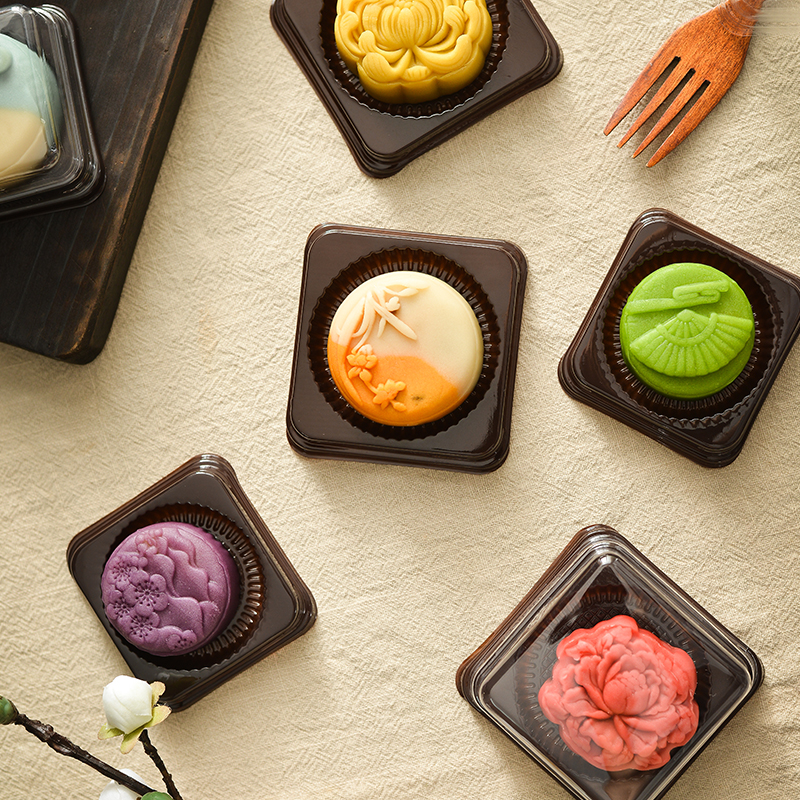 50g 80g caja de plástico de bolsas de pasteles de luna de hielo de núcleo de plástico soporte de caja de embalaje de pasteles de luna de otoño