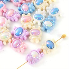 亚克力UV镀彩天线机器人直孔珠 DIY手机链饰品配件串珠笔装饰串珠