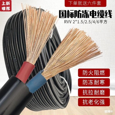 National standard wire Cable outdoors Antifreeze 2.5/4/6 square Sheath wire Flexible cord power cord 100 rice