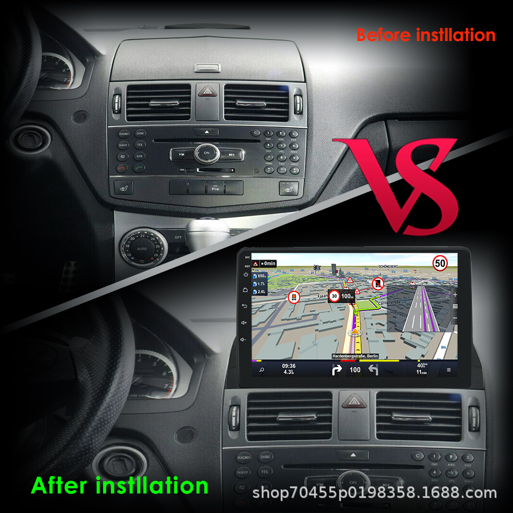 Suitable for 07 to 10 Mercedes-Benz C w204 carplay Bluetooth HD large screen car Android GPS navigation