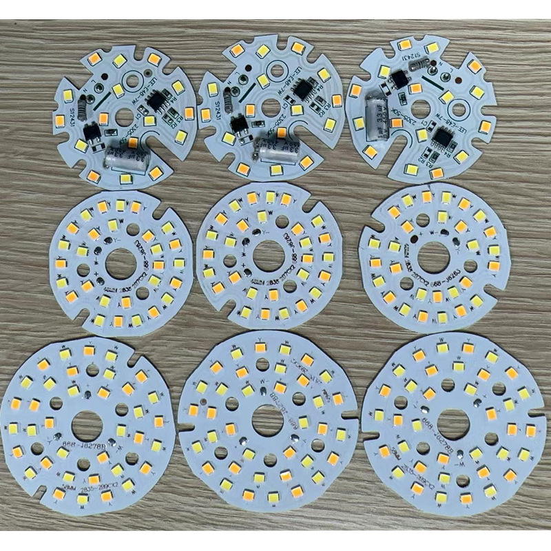 Fuente de luz LED tablero de la lámpara downlight Spotlight Cambio de dos colores 7W48MM reemplazo de transformación de sustrato de aluminio placa de circuito PCB lámpara de baja presión