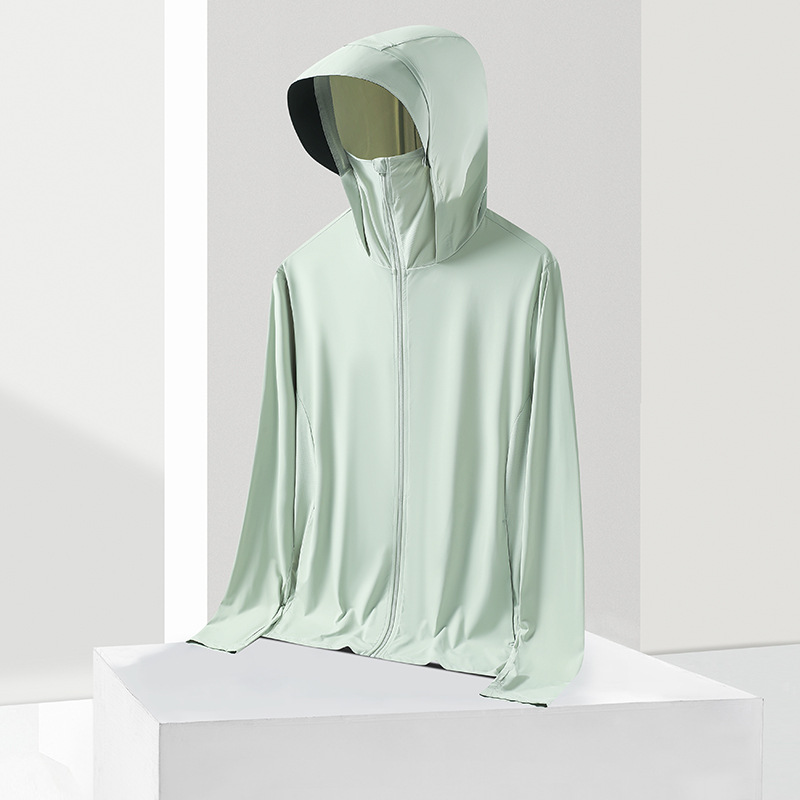 Summer Outdoor Sports and Leisure Couple's Ice Silk Sun Protection Clothing for Men, Solid Color Breathable Ultra-Thin Anti-Uv Skin Clothing for Women