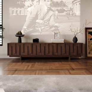 Small Apartment Tv Cabinet Solid Wood French Retro Storage Storage Cabinet Integrated Living Room Home Mid-Century Style