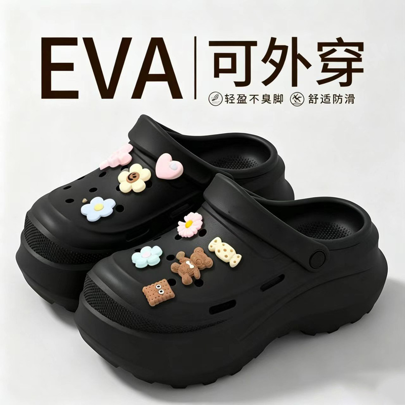 Soft-Soled Clogs for Women, Breathable and Suitable for Outdoor Wear in Summer, New Non-Slip Thick-Soled High-Heeled Beach Sandals for Women