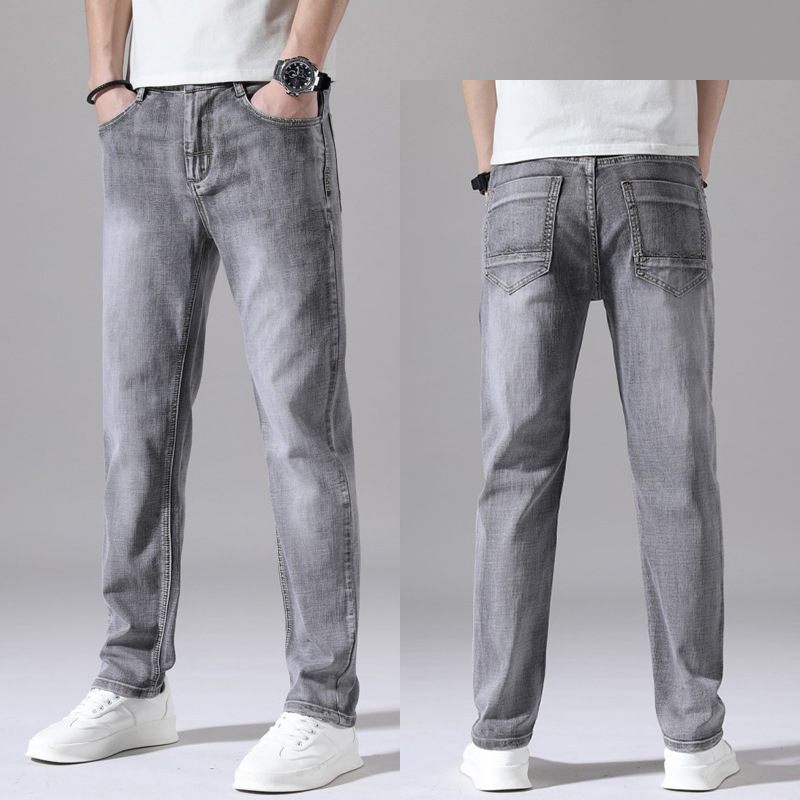 Pantalones vaqueros de los hombres Primavera y cuatro estaciones moda Slim straight stretch coreano casual boutique