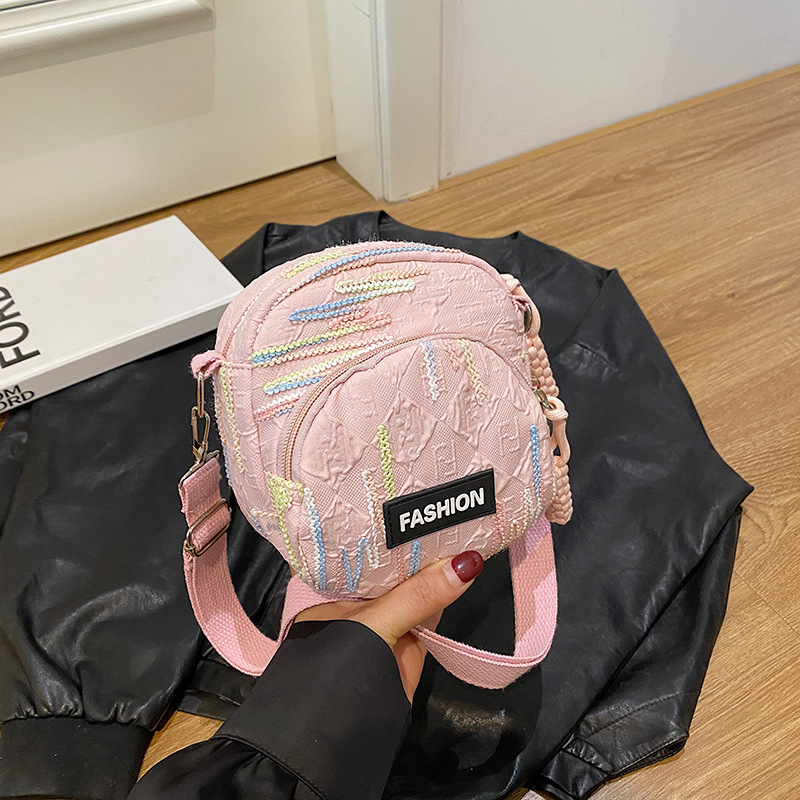 크로스 바디 휴대 전화 가방 여성의 2024 새로운 유행 작은 가방 캔버스 가방 유행 올 매치 수직 어깨 키 동전 지갑