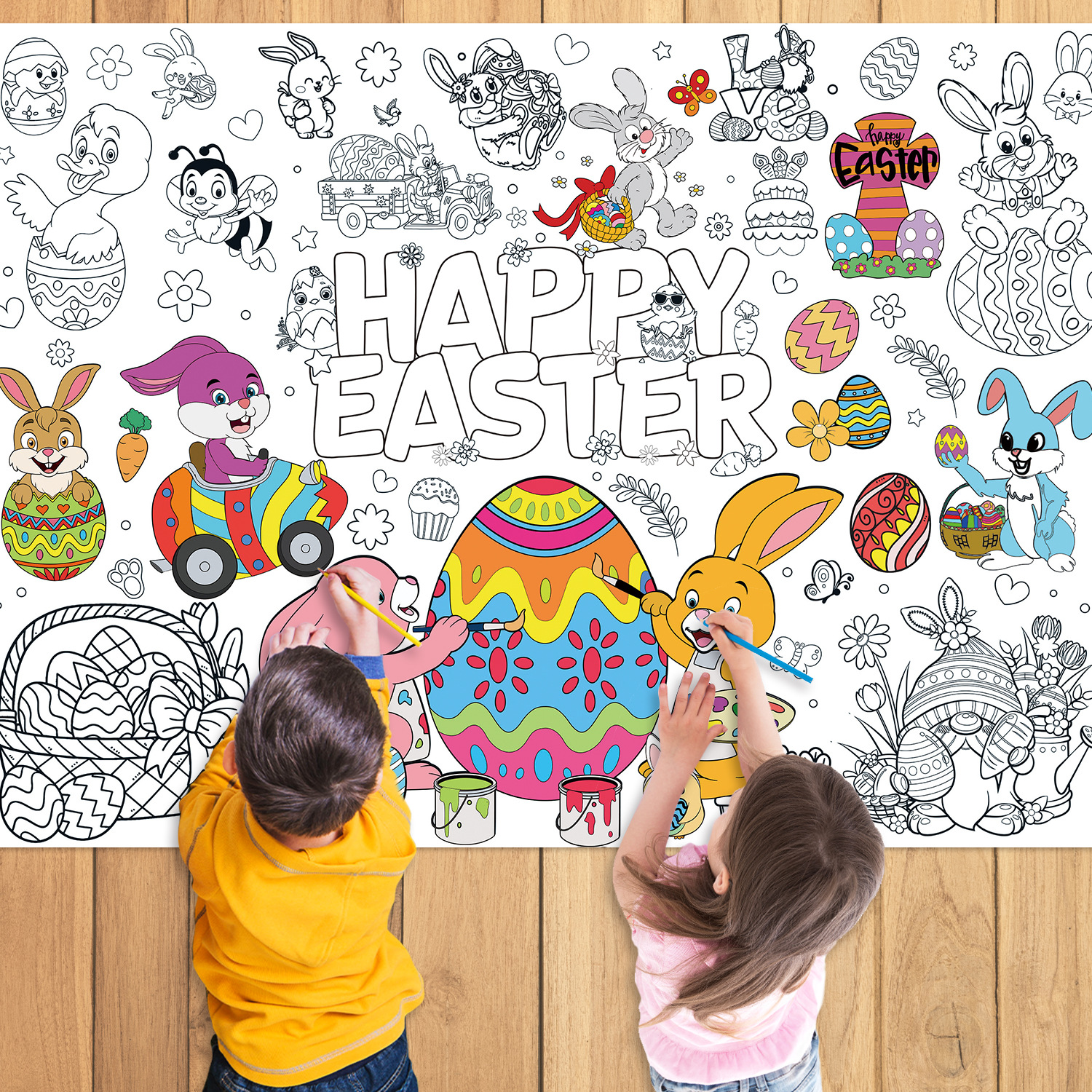 Easter painting poster children's party decoration educational toy gift holiday fun tablecloth painted book