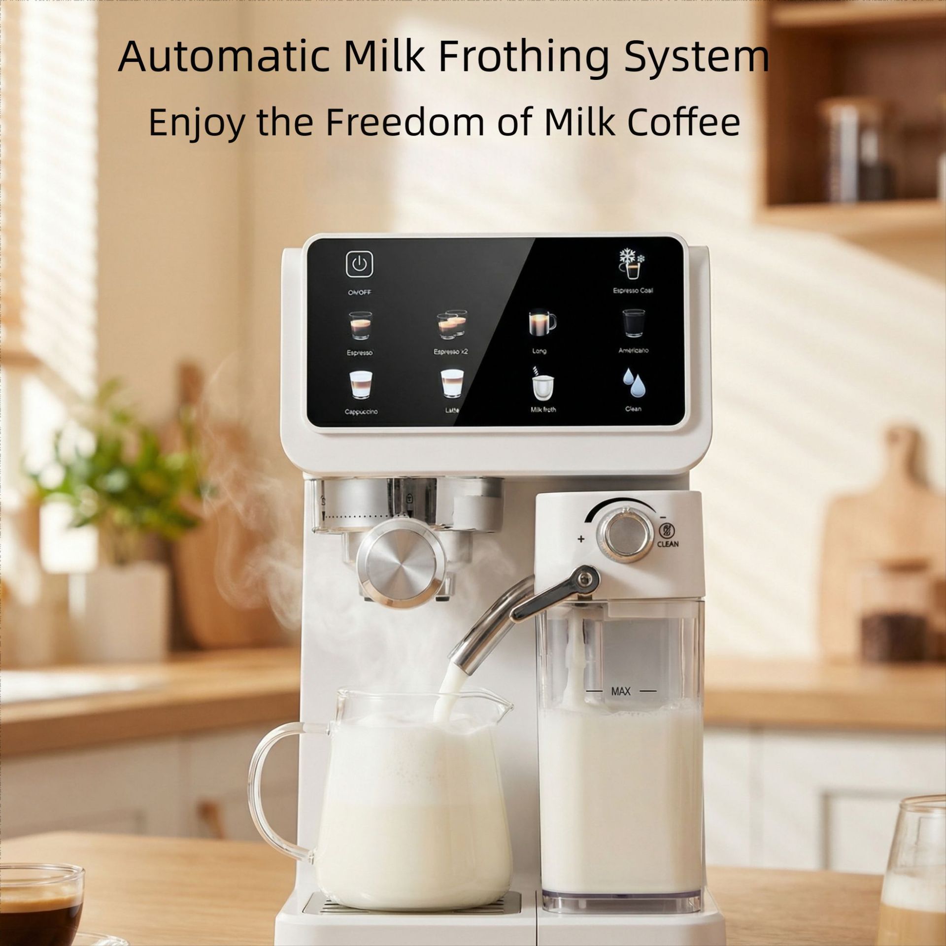 Nueva máquina de café espresso italiana doméstica de alta presión, burbuja automática de leche, pantalla inteligente en color, plataforma transfronteriza todo en uno