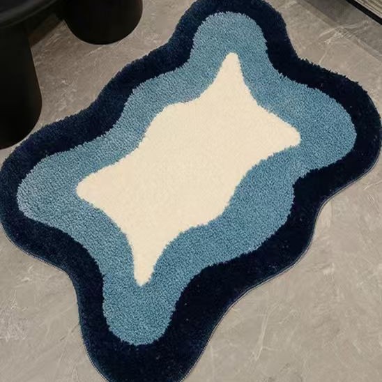 Ins Simple Bathroom Floor Mat Bedroom Bedside Blanket Toilet Water-Absorbent Non-Slip Wear-Resistant Living Room Cooling Mat Household Foot Mat