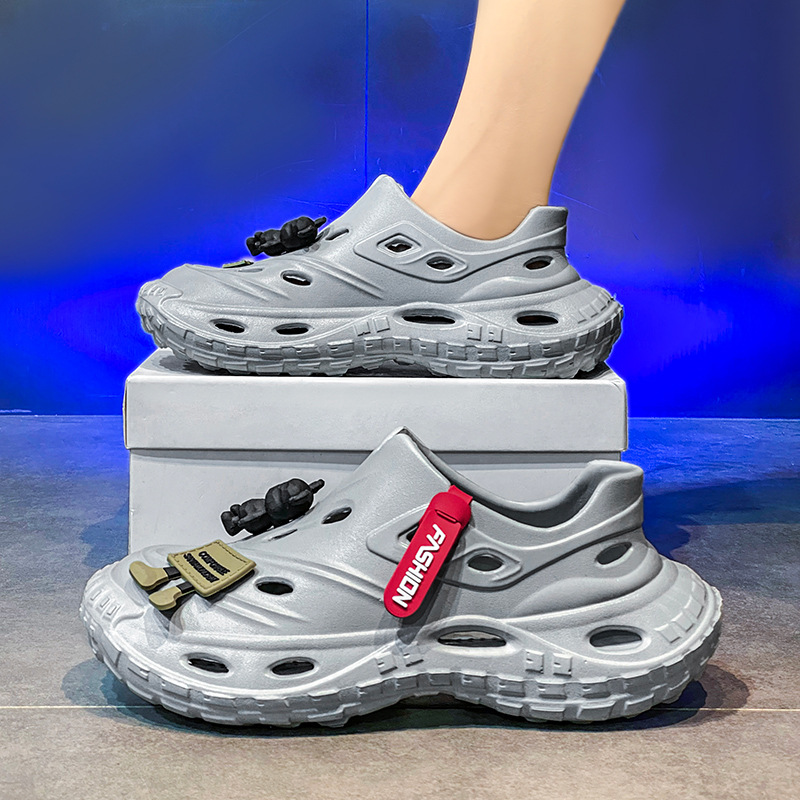 Zapatos con agujeros para hombres, ropa exterior de verano, sandalias antideslizantes de suela gruesa, zapatos de playa al aire libre para deportes de coco Baotou