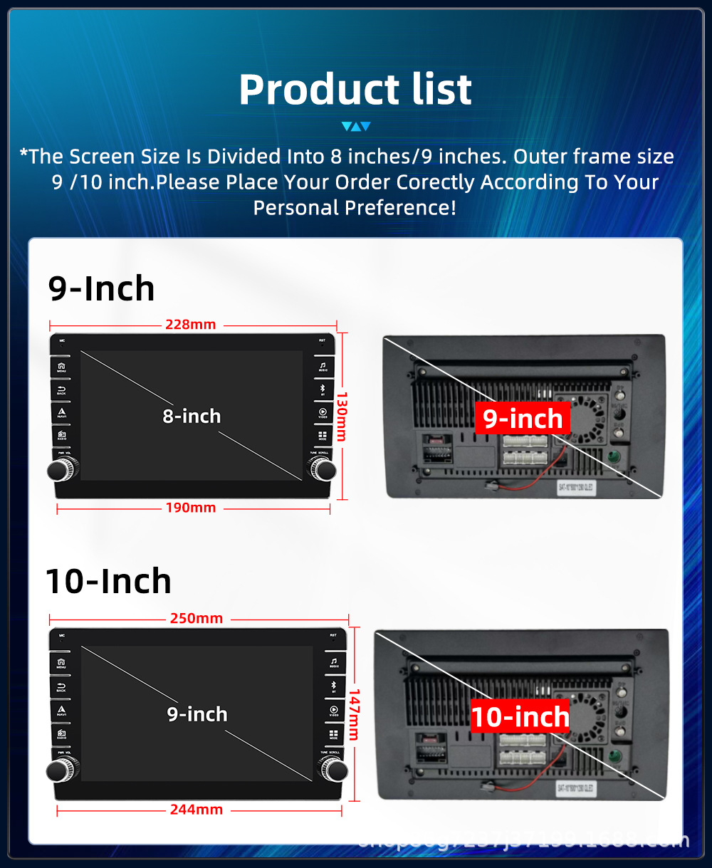 9inch 10inch Android smart car central control large screen navigation supports carplay with versatile frame adapter universal host