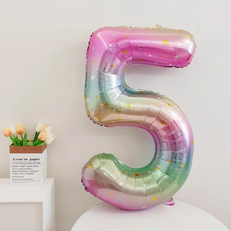40inch アルミフィルムデジタルバルーン ベビーブルーピンク 女の子の誕生日シーンの装飾 ベビー123歳の誕生日の装飾|undefined