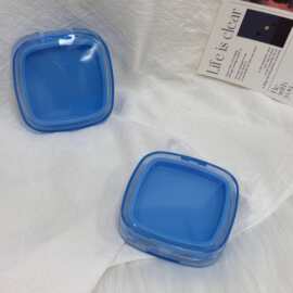 天空蓝双层带镜粉饼盒透蓝便携补妆盒化妆品包材源头厂家可印logo