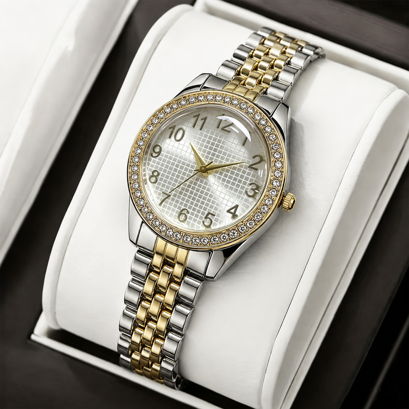 Popular foreign trade women's watch, fashionable diamond-encrusted women's automatic quartz watch, high-end niche light luxury wristwatch for women