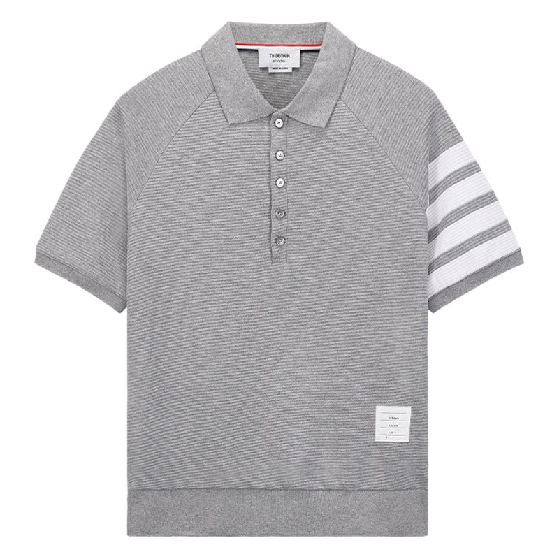 TB BROWIN2023 verano nuevos hombres y mujeres del mismo estilo de ondulación agua solapa manga corta casual cuatro barras polo