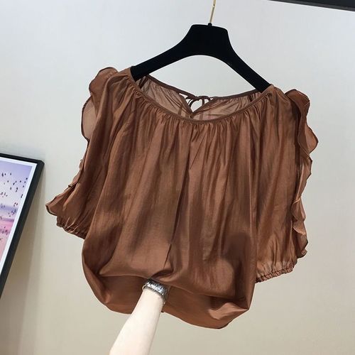  new style sweet and age-reducing chiffon T-shirt for women, summer fat girl temperament, fashionable and versatile short-sleeved top