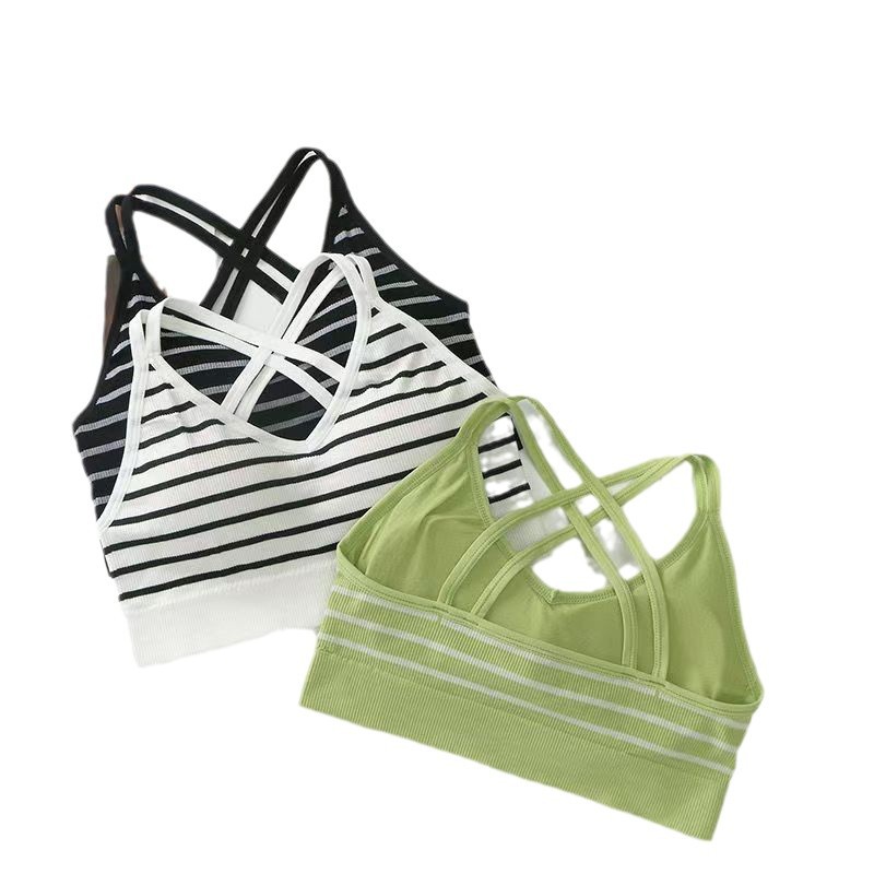 Deporte de cinturón de pecho para mujeres con hielo de verano simple y fresco con cojín de pecho se puede usar en el exterior cruzado chaleco de belleza image 5