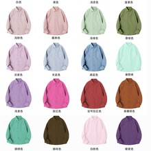 大码宽松水洗纯棉 无衣袋 长袖纯色衬衫女上衣光版宽松开衫外套