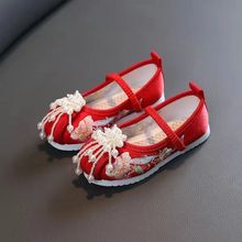 新款女童绣花鞋儿童古装鞋子民族风宝宝手工布鞋汉服鞋子表演出鞋