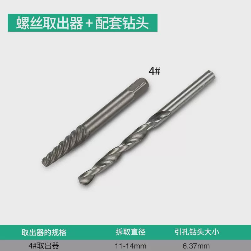 Juego de Extractores de Tornillos Rotos, Alta Dureza, Rosca Inversa, para Extracción de Tornillos Rotos
