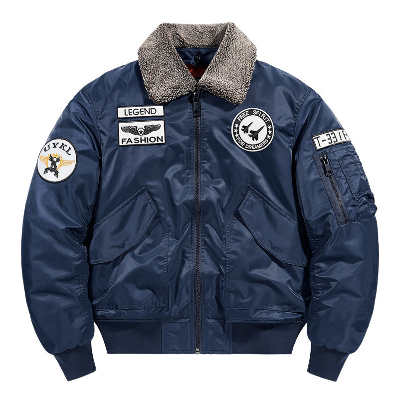 Autumn and winter thick men's jacket, plus size, stand-up collar, thickened and warm cotton-padded coat, detachable collar, flight jacket, men's outerwear 9833A Autumn and winter thick men's jacket, plus size, stand-up collar, thickened and warm cotton-padded coat, detachable collar, flight jacket, men's outerwear 9833A