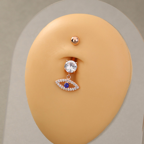 European and American fashionable personality non-mainstream hip-hop devil's eye copper micro-encrusted zircon anti-allergic belly button ring
