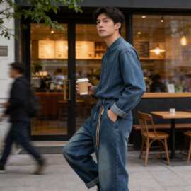 宽松牛仔裤男女同款2025年秋新款宽松显瘦韩版潮酷百搭阔腿裤长裤