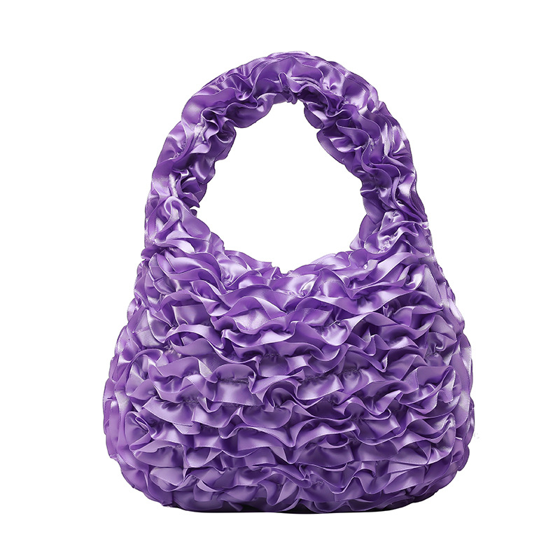 Bolsa de crema de diseño de nicho 2025 verano nuevo bolso femenino plisado pétalo bolso de moda de gran capacidad