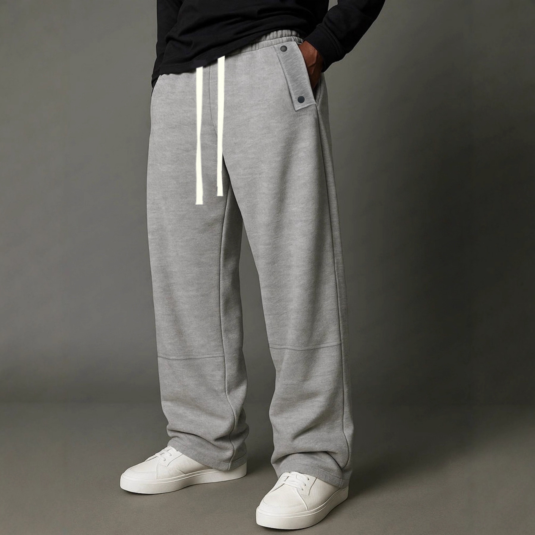 Pantalon de jogging homme coupe droite ample style décontracté_voghion.com