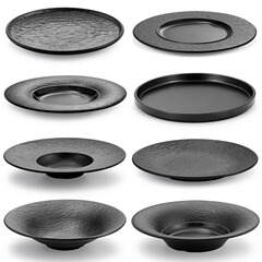 メラミン食器プレート日本の模造磁器黒丸皿鍋皿プレートバーベキュープレートステーキフラットプレートバーベキューショップ商業