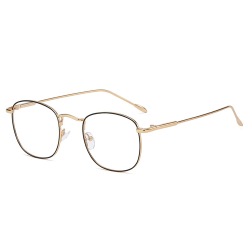 Fashionable color-changing anti-blue light glasses for men, metal glasses frames, myopia glasses frames for women, retro color-changing flat glasses, cross-border