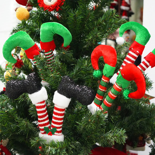 Cross-border New Christmas Elf Leg Twig Tree Top Decoration Christmas Holiday Indoor Outdoor Decoration Party Decoration