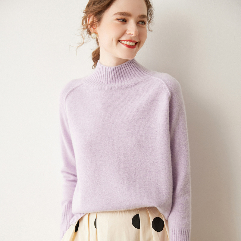 Autumn And Winter Half-high Collar Cashmere Bottoming Shirt For Women Loose Versatile Popular Design Comfortable Simple Bottoming