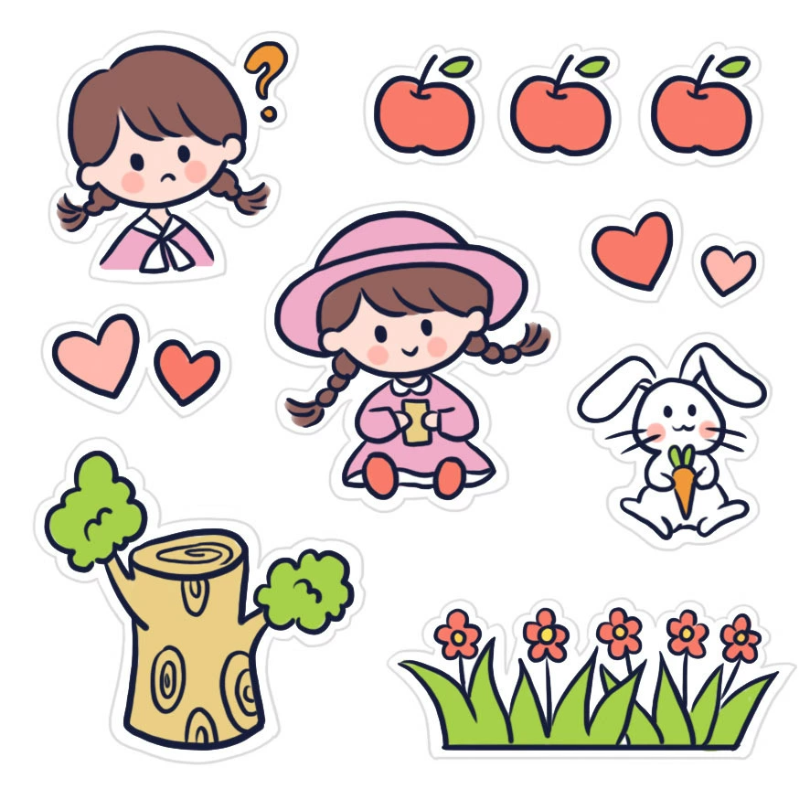 Cartoon sticker, laptop, book, DIY, for students