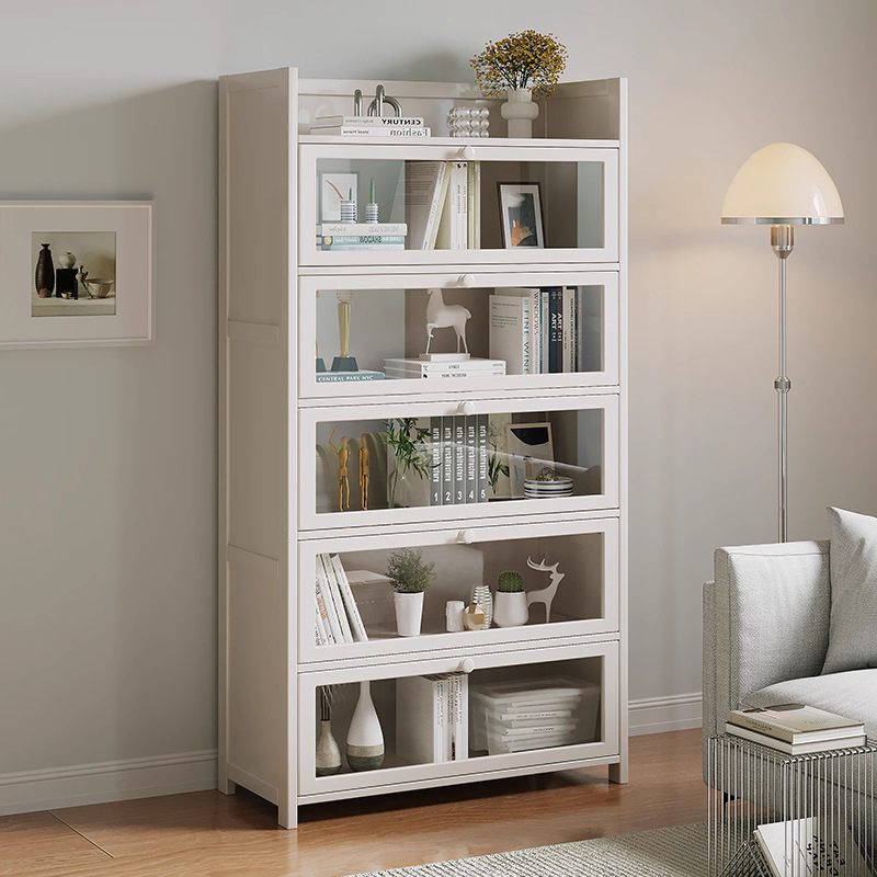 Bookshelf Floor-Standing Storage Rack Integrated Wall-Mounted Living Room Multi-Layer Storage Cabinet Storage Display Cabinet Dust-Proof Practical Bookcase