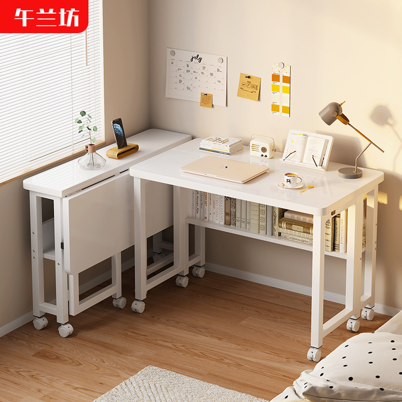 Folding Table Movable Desk Small Apartment Home Computer Desk Bedroom Bedside Table Simple Learning Workbench Table