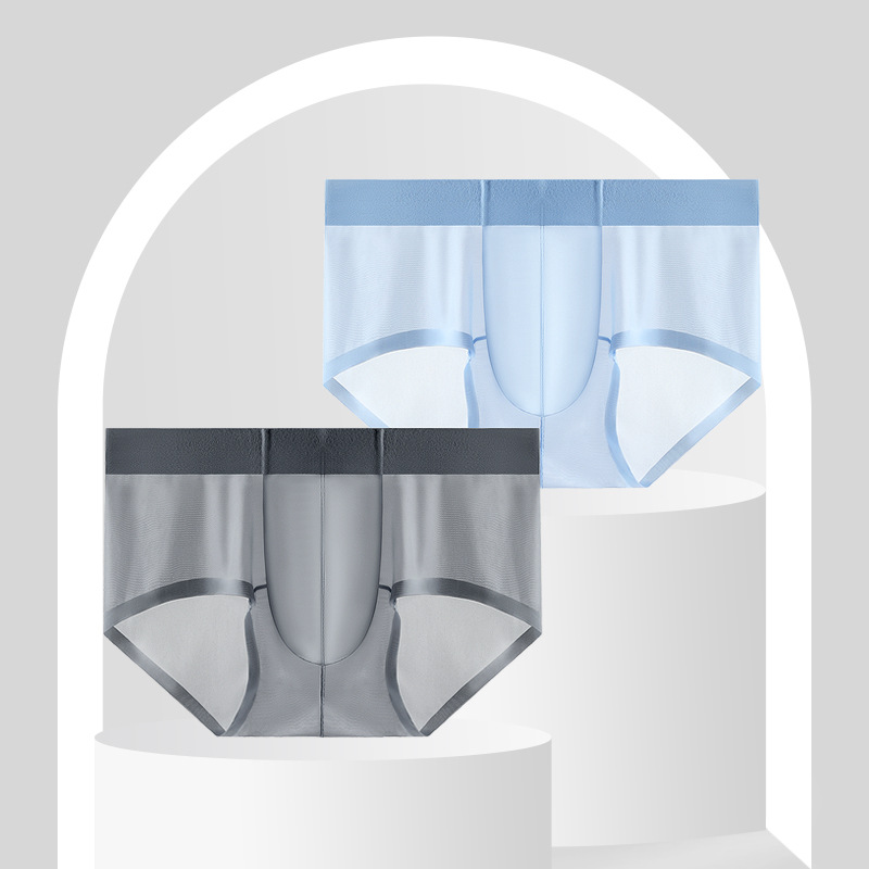1003 # Thin Ice Silk Breathable Independent Pouch Seamless Breathable Bottom Crotch Loose Sexy Men's Briefs