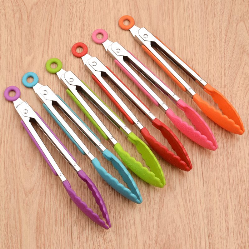 Silicone Nylon Food Tongs Stainless Steel 8-inch Barbecue Tongs Barbecue Tongs Steak Tongs display picture 4