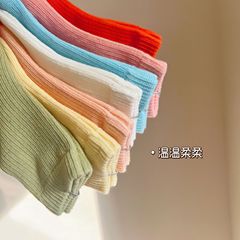 Spring New Children's Socks, Plain Color Crew Socks Candy Color Simple Princess Style Cotton Socks INS Korean Sports Student