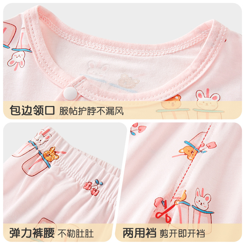 Set de verano para bebés delgado de manga media ropa de verano para niños niñas con media manga de aire acondicionado pijamas ropa de bebé