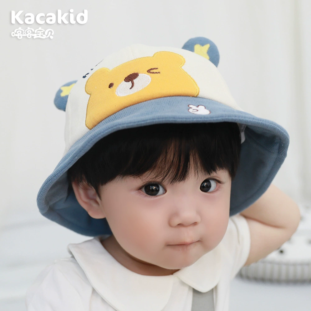 Оптовая Осень новых мальчиков и девочек шляпа Корейский стиль солнце защиты бассейна шляпа вышитые медведь солнце шляпа ребенка путешествия шляпа 2138