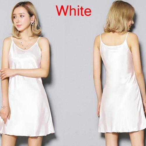 Mengya's new summer lingerie: sexy silk slip dress with ruffled hemline